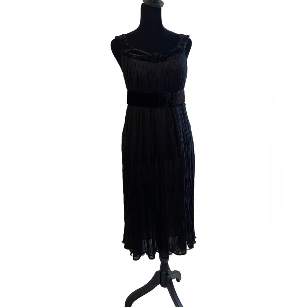 Zara Black Midi Dress with Bow Detail